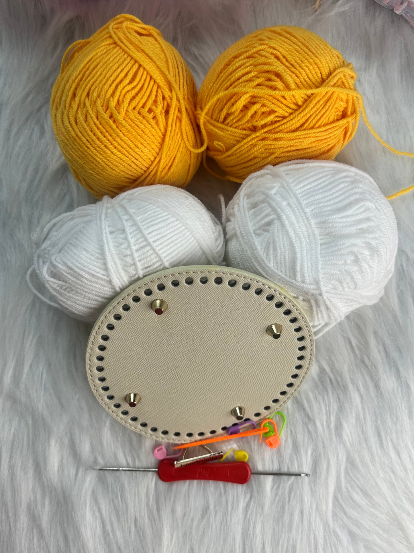 1 Set DIY Knitting Handmade chessboard bucket bag